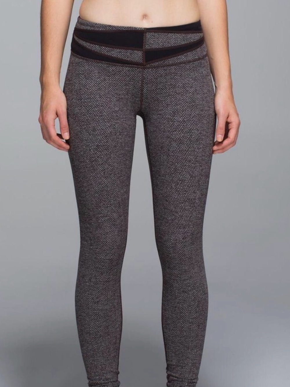 Lululemon Wunder Under Herringbone Brown and Black Waistband Women’s 6